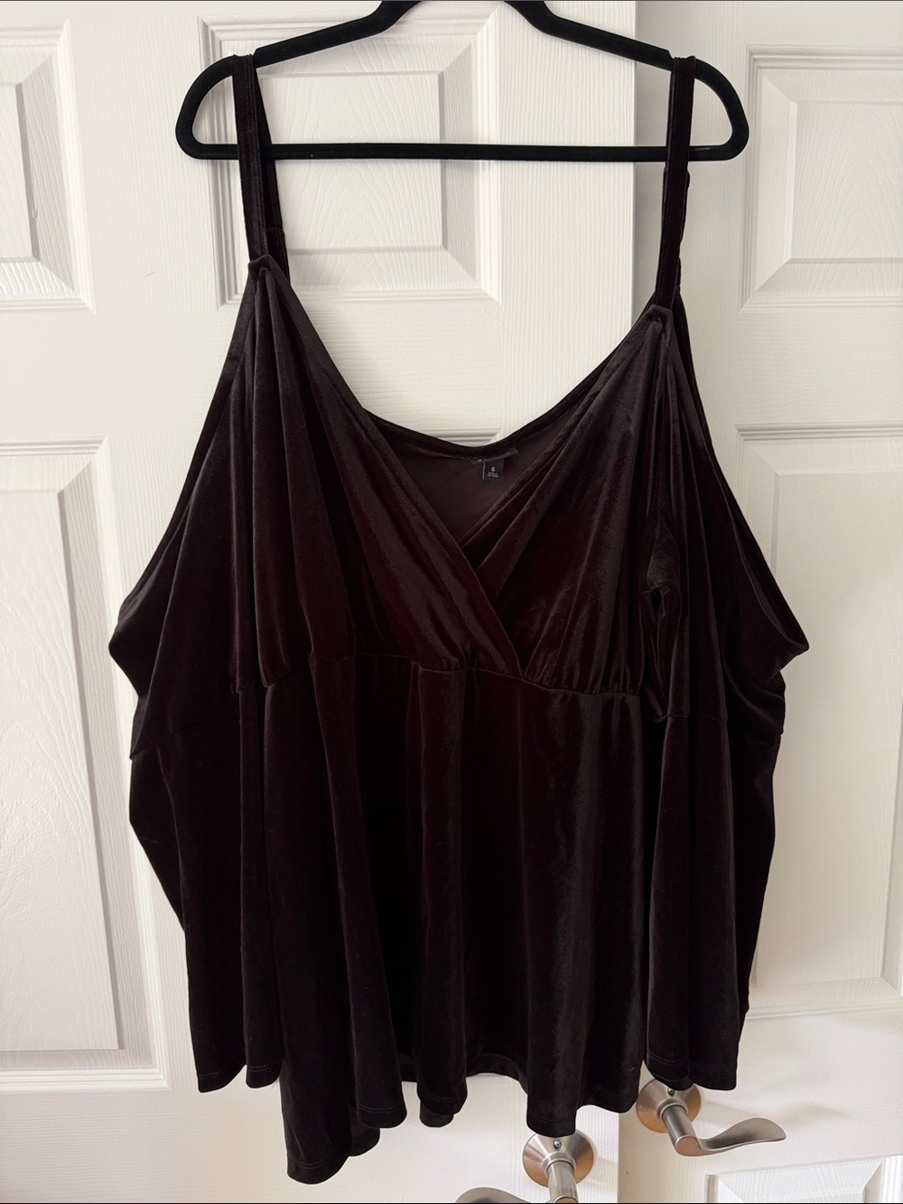 Black Velvet V-Neck Cold Shoulder Top - Women